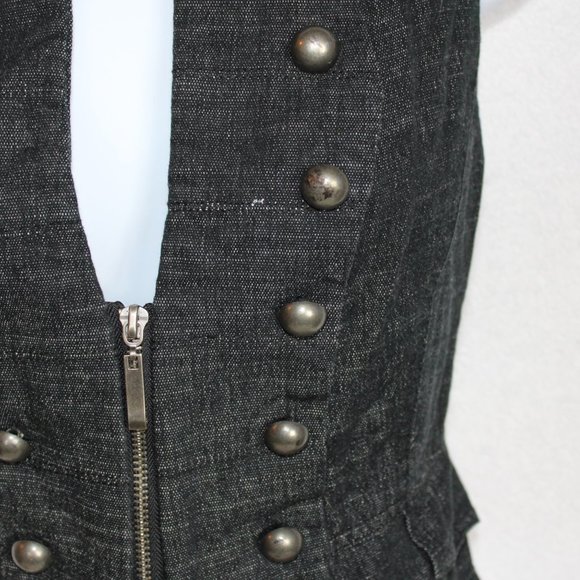 Forever 21 Women's Vest Cropped Zipper Denim Black Large - Picture 4 of 9